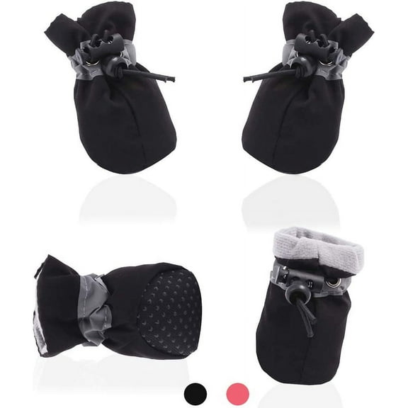 Dog Cat Boots Soft Shoes Anti-Slip Booties, with Adjustable Strap and Reflective Strip, Premium Paw Protector Only Fit for Small Dog (4Pcs)(Black, 6)