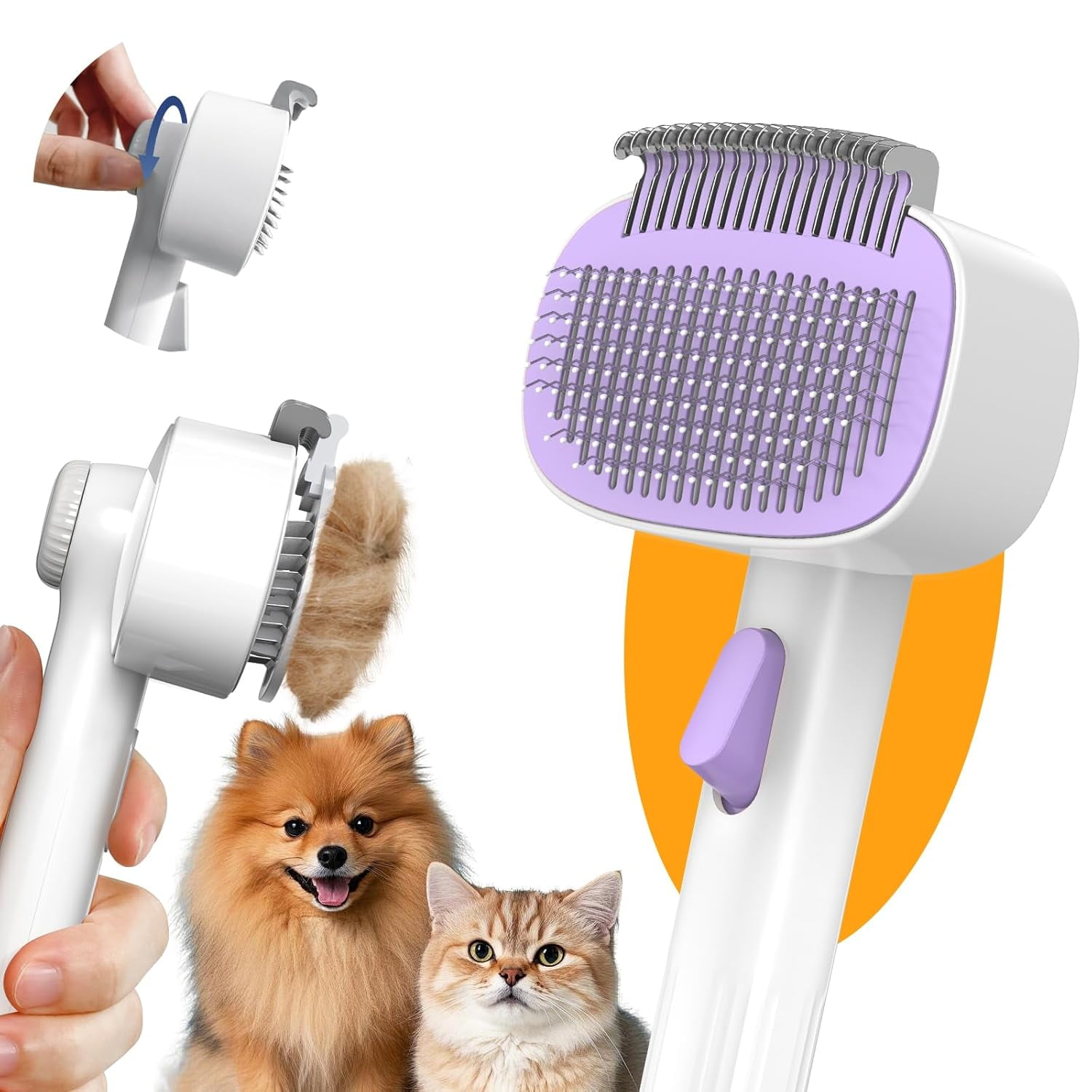 Photo inspiration: Gallery Detail: Dog Cat Brush For Shedding 2 In 1 Self Cleaning