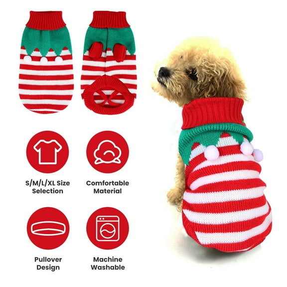 Dog Cat Christmas Clothes TeqHome Dog Sweater Winter Clothes Soft Holiday Pet Sweater Gift for Small Kitten Puppy (S, Furball)