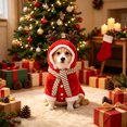 thumbnail image 1 of Dog Cat Christmas Costume for Small Medium Pets Holiday Outfit with Hood Soft Stretchy Pet Apparel for Party Photo Shoot, Adjustable Festive Sweatshirt for Puppy Kitten, Style E, Pet Clothes, 1 of 7