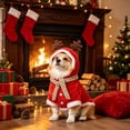 thumbnail image 1 of Dog Cat Christmas Costume for Small Medium Pets Holiday Outfit with Hood Soft Stretchy Pet Apparel for Party Photo Shoot, Adjustable Festive Sweatshirt for Puppy Kitten, Style B, Pet Clothes, 1 of 7