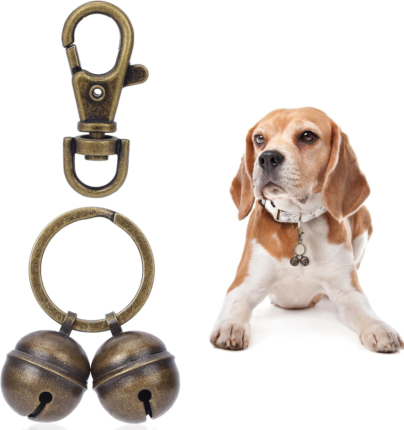 Dog Cat Collar Bell Copper Bells with Snap Clips for Dog Collars Loud