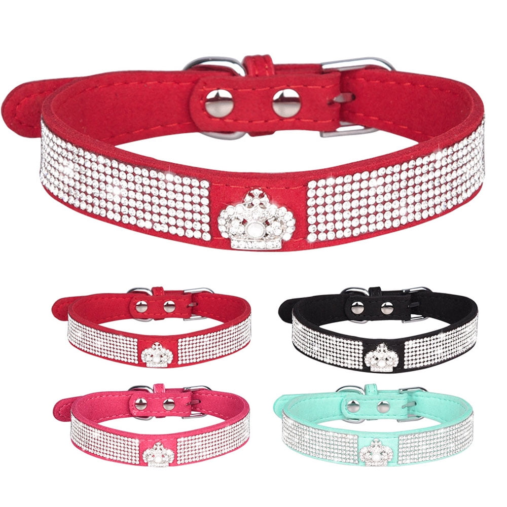 Dog Cat Collar Bling Diamond with Rhinestone Crown Decoration for Small ...