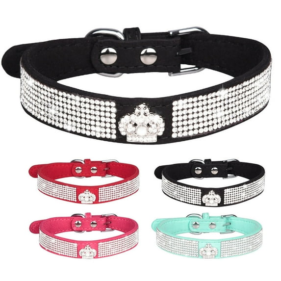 Dog Cat Collar Bling Diamond with Rhinestone Crown Decoration for Small Medium Large Dogs