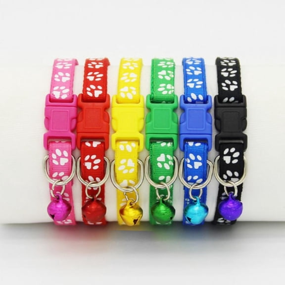 Dog/Cat Collar,Pet Cat Dog Adjustable Necklace Shaped Footprint Pet Collar, Cat Safety Collar with Elastic Strap, Kitten Collar for Cat with Bell, Solid & Safe Collars for Cats, Breakaway Cat Collar