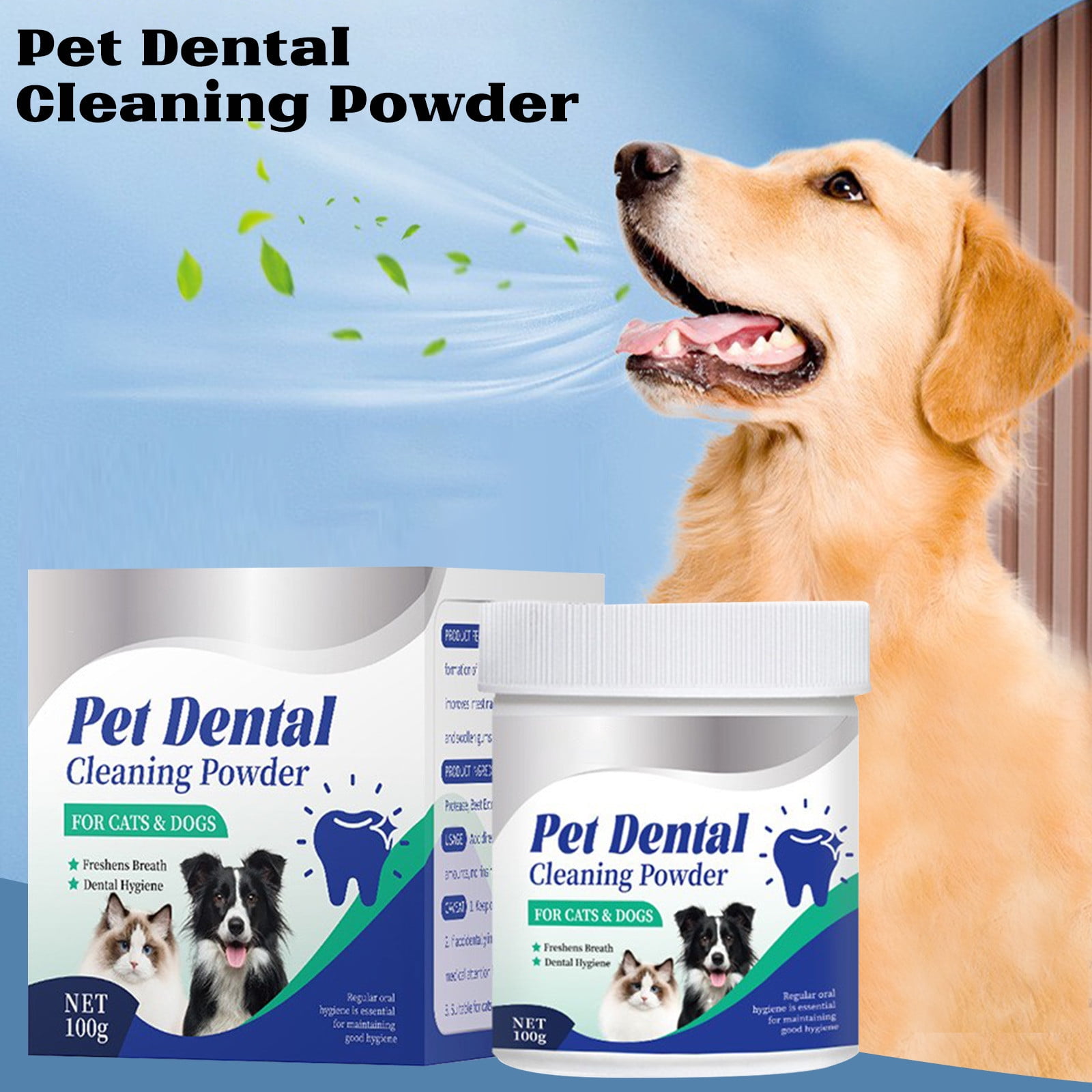 Dog Cat Dental Powder Breath Freshener, PetTeeth Cleaning Powder,Plaque ...