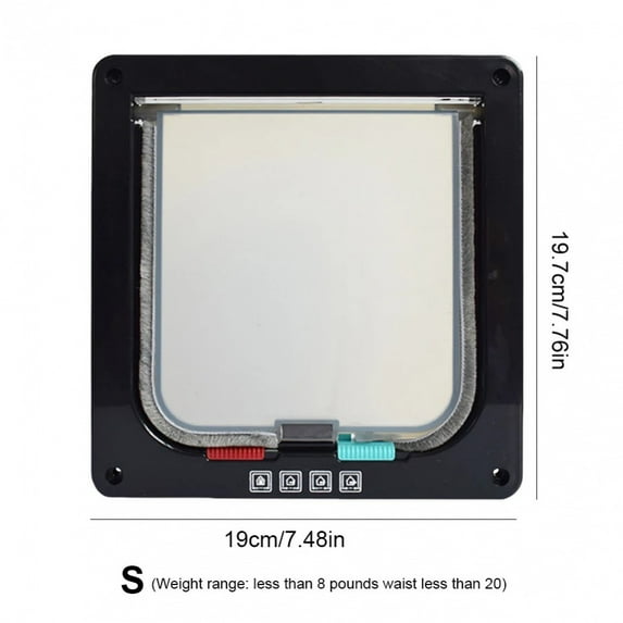 Dog Cat Flap Door Puppy Kitten Safety Pet Door with 4 Way Security Lock ABS Plastic Small Pet Gate Pet Door and Sliding Door