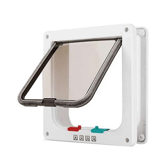 Dog Cat Flap Door with 4 Way Security Lock Flap Door for Dog Cats Kitten ABS Plastic S y7948
