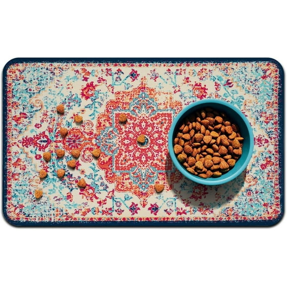 Dog Cat Food Mat 12"*20" Dog Mat for Food and Water Absorbent Dog Cat Bowl Mat Protect Floors Quick Dry Pet Feeding Mat Non-Slip Waterproof