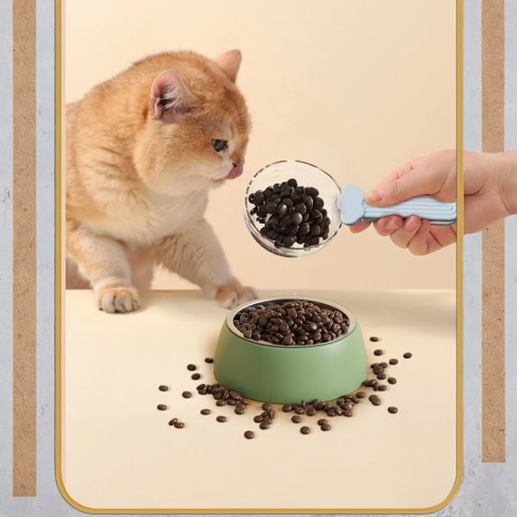Dog-Cat Food Scoop 1 Cup, Pet Food Measuring Cup with Long Handle, Food-Grade Scoop for Dogs, Rabbit Wet or Dry Food, Easy to Clean & Accurate Scale