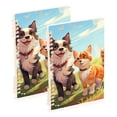 thumbnail image 1 of Dog Cat Grassland Sky Ring Binder Notebook Journey Note Diary College Ruled Spiral Notebook Study Loose Leaf Paper A5 60 Pages, 1 of 8