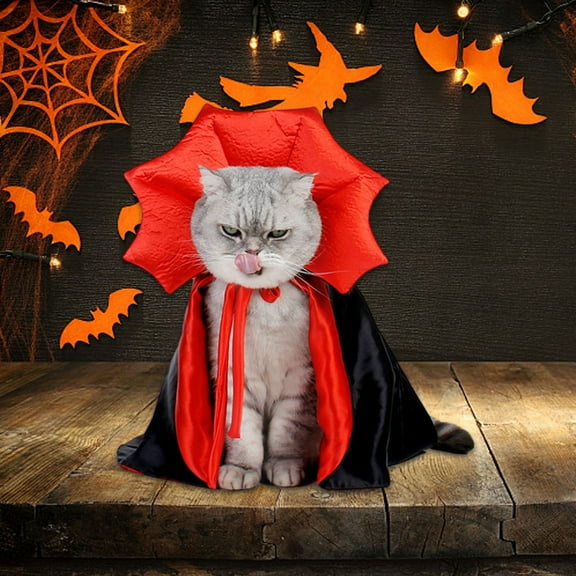 Dog Cat Halloween Costume Cat Vampire Cloak Dog Witch Clothes for Small Medium Dogs Cats Puppy Funny Dog Cosplay Dress Wizard Outfit, Dog Mantle Apparel for Halloween Party