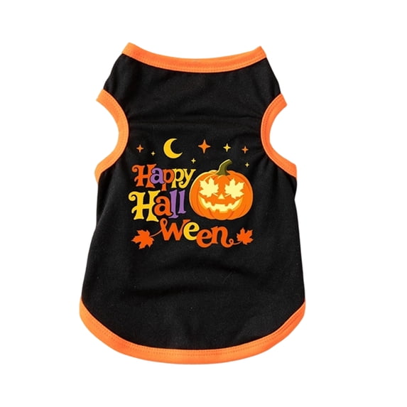 Dog Cat Halloween Pumpkin Print Vest, Funny Cosplay Tank Top, Soft Breathable Pet Apparel for Fall Holiday Party, Perfect for All Breeds Red XL