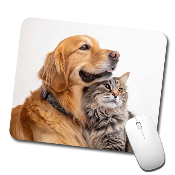 Dog Cat Hugging Love Mouse Pad Low Profile Gaming Mat