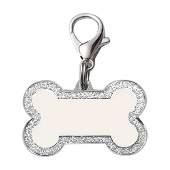Dog & Cat ID Tags, Glitter Bone Design, 4 Lines Deep Engraved Custom Text, Durable Metal, 9 Colors, Fits Small-Medium-Large Pets