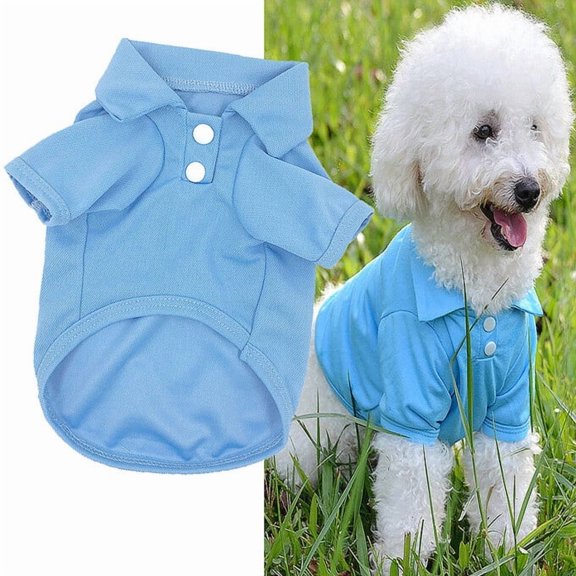 Dog Cat Kitten Shirts Collared Polo T-Shirts for Small Medium Dogs Cats Clothes Doggy Sweatshirt Puppy Small Breeds Pet Outfits Apparel Tops (L,Blue )
