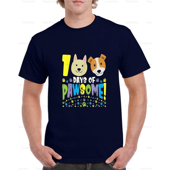 Dog Cat Lover 100th Day Of School Tee 100 Days Pawsome Teacher T-Shirt Unisex, up to 5XL