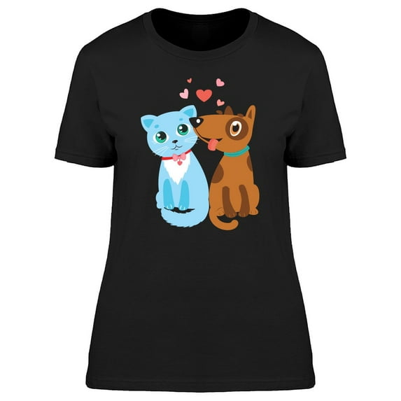 Dog & Cat Loving Couple Tee Women's -Image by Shutterstock