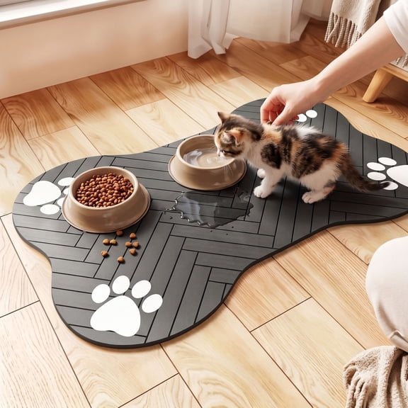 Dog Cat Mat for Food and Water,Bone Shaped Dog Placemat Bowl Mat with Rubber Backing,Rapid Absorbent Pet Feeding Mat, No Stains Pet Food Mats Indoor, Pet Accessories Supplies, 12"×19"