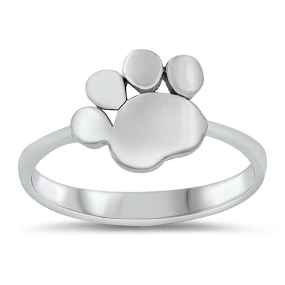Dog Cat Paw Animal Print Pet Lover Ring .925 Sterling Silver Band Jewelry Female Male Unisex Size 10