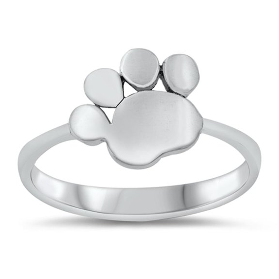 Dog Cat Paw Animal Print Pet Lover Ring .925 Sterling Silver Band Jewelry Female Male Unisex Size 7