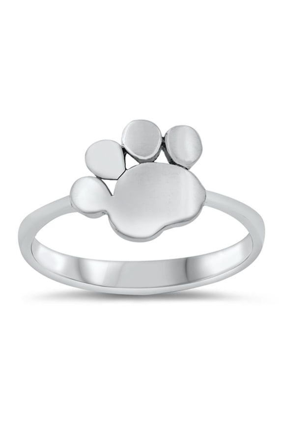 Dog Cat Paw Animal Print Pet Lover Ring .925 Sterling Silver Band Jewelry Female Male Unisex Size 9