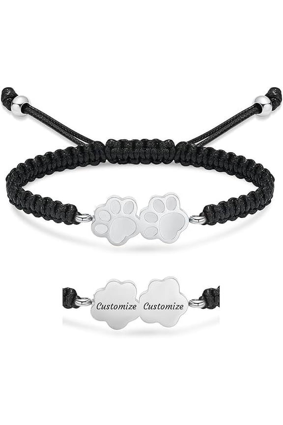 Dog / Cat Paw Print Urn Bracelet for Ashes Adjustable Pet Cremation Urn Bangle for Women Men Memorial Bracelet for Dog/Cat Ashes Bracelet