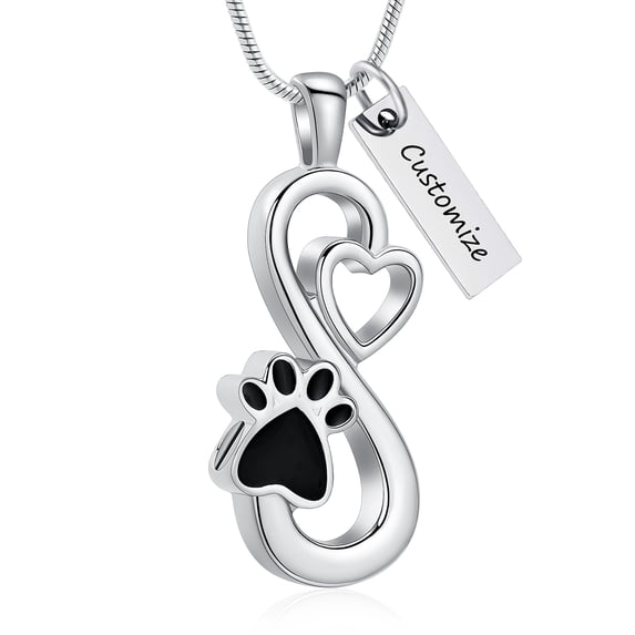 Dog / Cat Paw Print Urn Necklace for Ashes Women Men Infinity Necklaces Pet Cremation Jewelry for Ashes Memorial Gifts Memorial Keepsake for Dog, Cat Pet