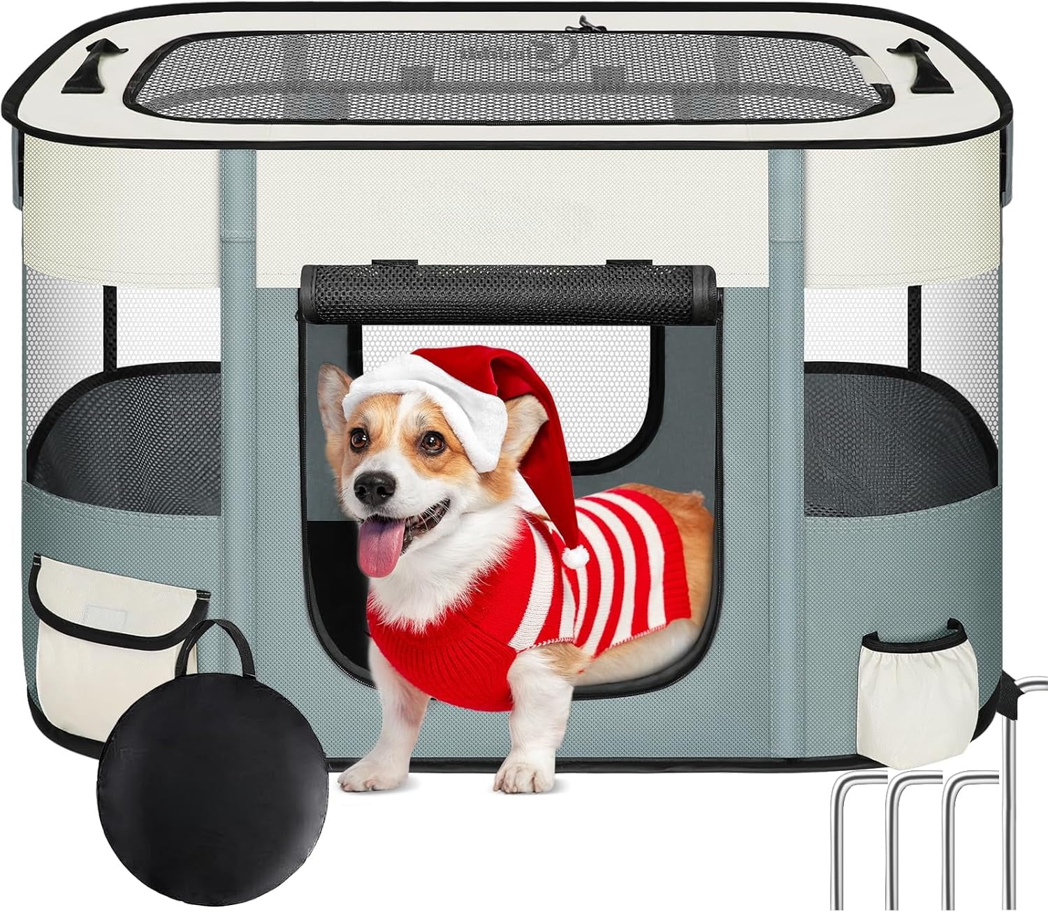 Dog Cat Playpen, Pet Puppy Portable Playpens for Outdoor Travel