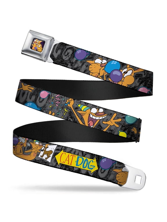 Dog & Cat Pose Full Color Catdog Party Balloons Catdog Logo Gray Black Seatbelt Belt Standard