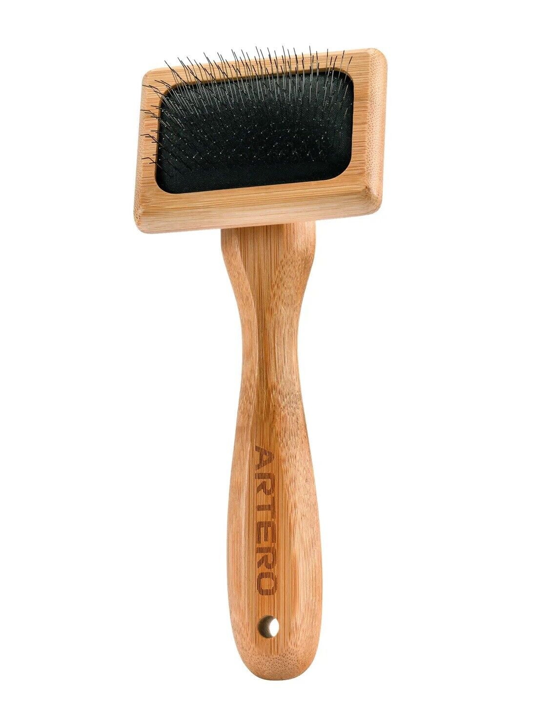 Dog Cat Slicker Brushes Ergonomic Bamboo Handle Fine Bristle Untangles Mats (xSmall)