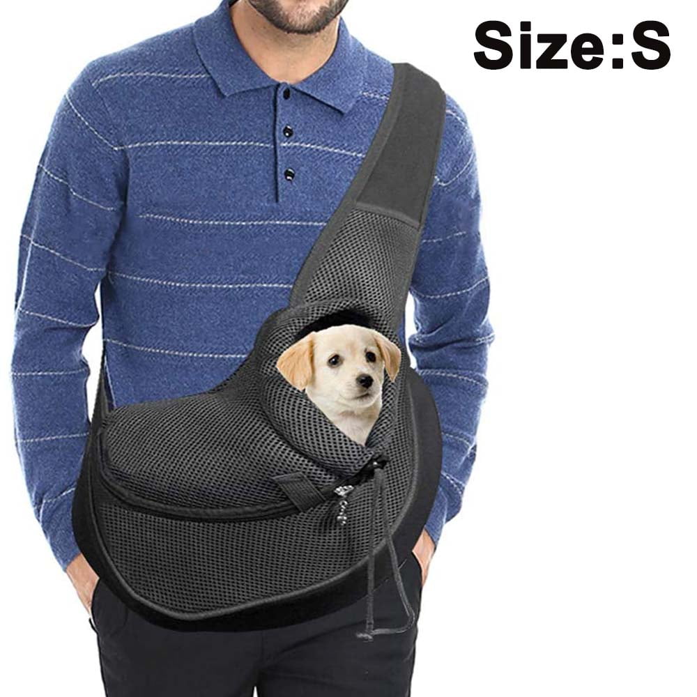 Dog Cat Sling Carrier Adjustable Padded Shoulder Strap for Outdoor Travel for Dogs Cats,GrayS