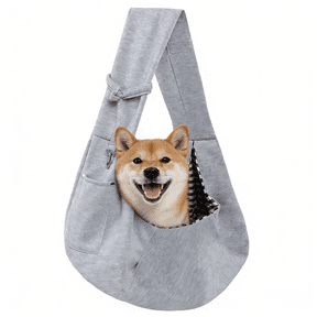 Dog and Cat Sling Carrier, Reversible Puppy Carrier Purse with Storage Pocket, Hand-Free Dog Sling Carrier for Carry Small Dogs and Cats, Travel Safety Harness, Dog and Cat Harness