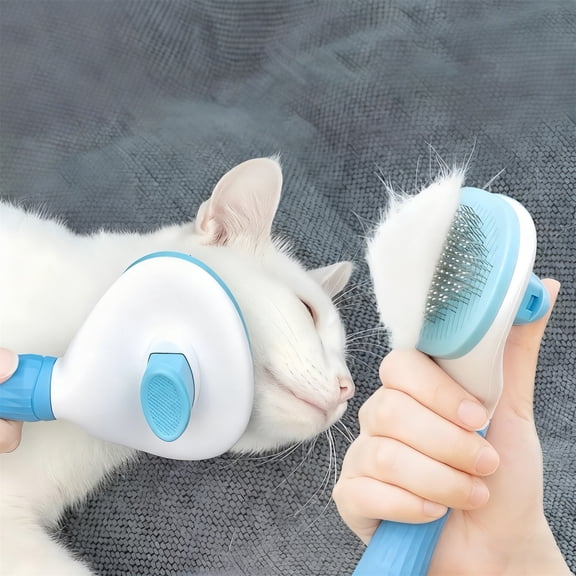 Dog Cat Small Pet Deshedding Brush Stainless Steel Pins Rounded Tips Ergonomic Handle Non Slip Easy Clean Grooming Tool for Long or Short Hair Daily Use