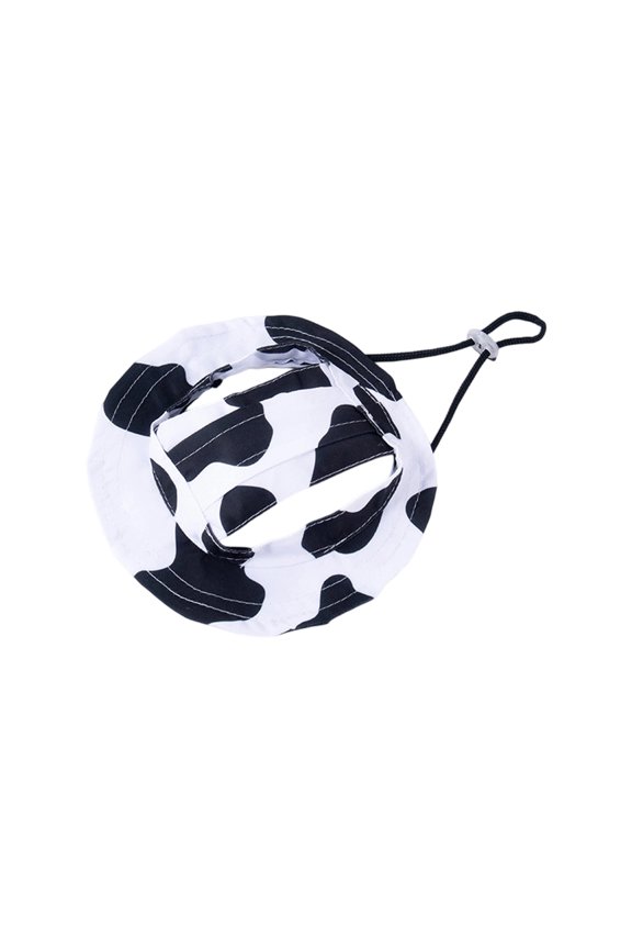 Dog and Cat Sun Hat with Ear Holes – Summer Pet Sun Protection Hat – Adjustable Fit to Prevent Falling Off – Assorted Colors Available for Small and Medium Pets(Cow Pattern,L)