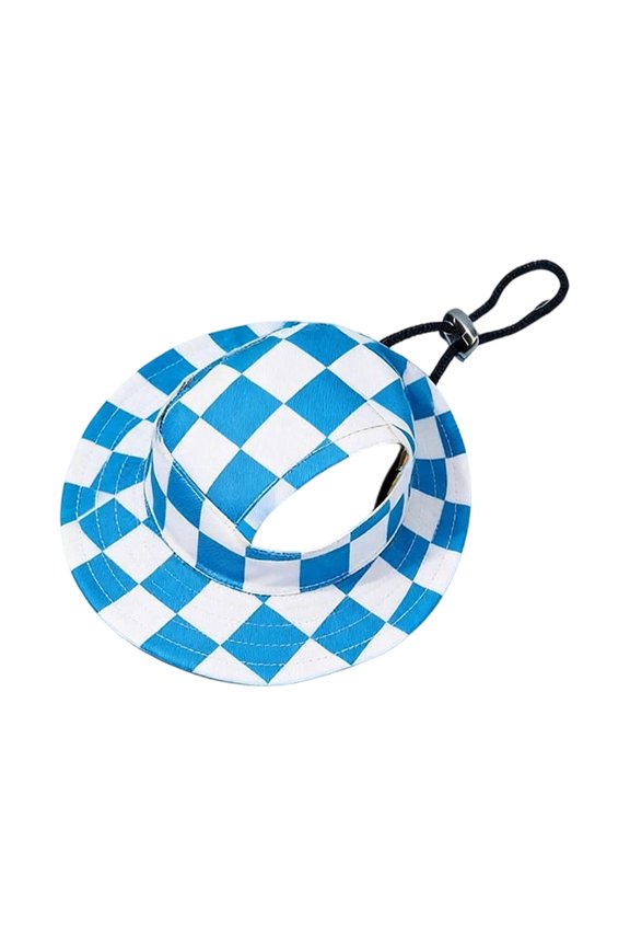 Dog and Cat Sun Hat with Ear Holes – Summer Pet Sun Protection Hat – Adjustable Fit to Prevent Falling Off – Assorted Colors Available for Small and Medium Pets(Square Blue,S)