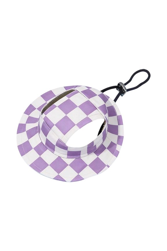 Dog and Cat Sun Hat with Ear Holes – Summer Pet Sun Protection Hat – Adjustable Fit to Prevent Falling Off – Assorted Colors Available for Small and Medium Pets(Square Purple,M)