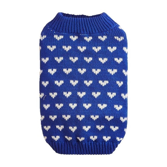Dog Cat Sweater Valentine's Day Knitted Dog Sweater Pet Warm Clothes, Fall Spring Warm Dog Clothes for Small Medium Large Dogs,Blue,XXL