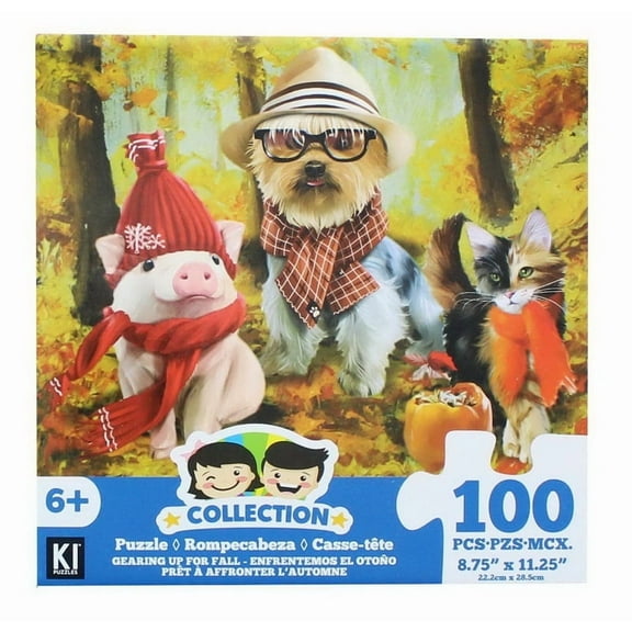 Dog, Cat and Pig In Hats 100 Piece Juvenile Collection Jigsaw Puzzle