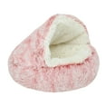 thumbnail image 1 of Dog Cave Bed for Small Dogs Cats Pets, Anti Anxiety Calming Plush Dog Beds, Fluffy Covered Hooded Cozy Burrow Puppy Beds, Anti-Slip Bottom Washable Pet Sleeping Bag Pink, 1 of 4