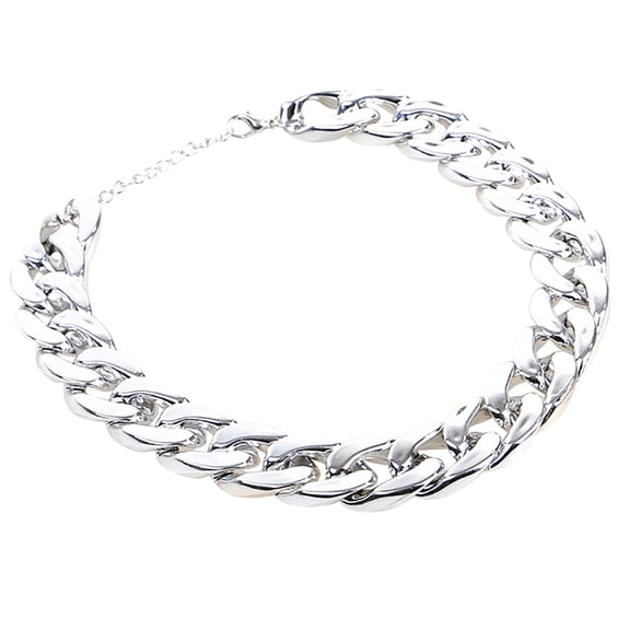Dog Chain Collar-14.5 Inch Length Width Cuban Link Durable Dog Necklace, Cute Fashion Pet Collar for Pit Bulldog, Light Metal Jewelry Bold Chain Puppy Accessories ,Silver.