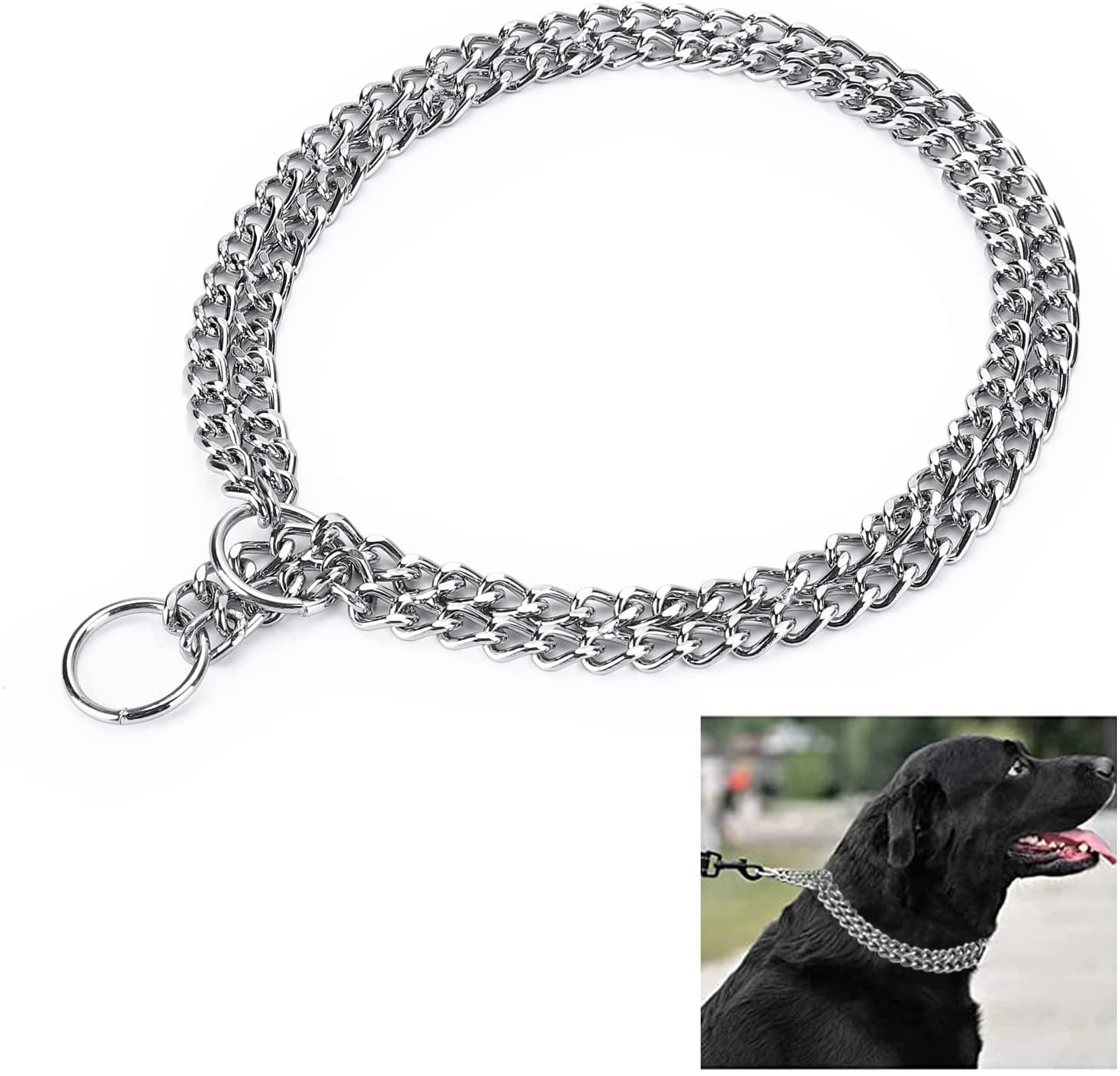 Martingale Collar For Dogs Stainless Steel Black Dog Chain Collar Adjustable Chew Proof Double | INDIA Large Dog Collar