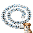 thumbnail image 1 of Dog Chain Collar, Bling Diamond Cuban Link Puppy Collar Glitter Rhinestone Cat Collars for Small Medium Large Pet Dogs, 1 of 5