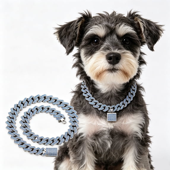 Dog Chain Collar, Cuban Link Puppy Collar Glitter Rhinestone Cat Collars for Small Medium Large Pet Dogs,Gifts for Pet Lovers(C)
