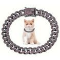 thumbnail image 1 of Dog Chain Collar Diamond Cuban Chain Dog Collar 13mm Wide Dog Necklace Metal Cat Chain Pet Crystal Collar Jewelry Accessories for Small Medium Large Dogs Cats, 1 of 2