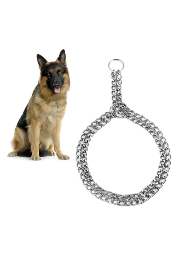 Dog Chain Collar Pet Iron Metal Double Chain Row Neck Leash Gear Choke Chain Walking Training for Small Medium Large Dogs