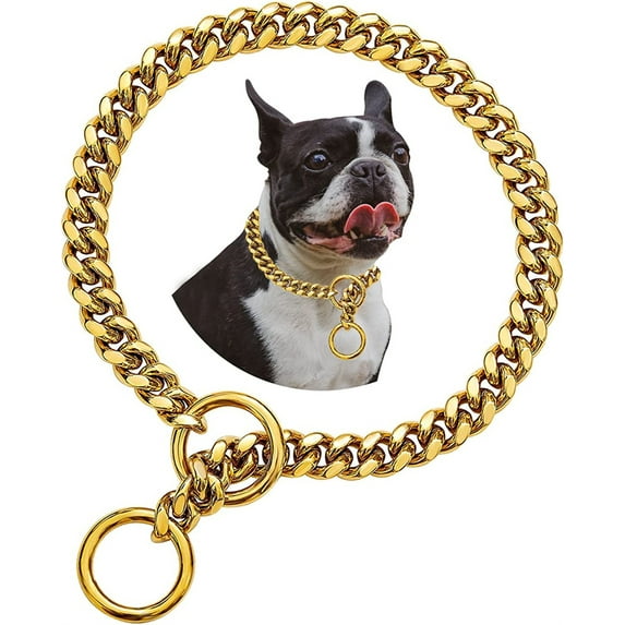 Dog Chain Cuban Collar Gold Color Metal Dog Chain for Small Medium Dogs Cats Pet Collars