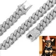 thumbnail image 1 of Dog Chain Diamond Cuban Collar Rose Gold Silver Luxury Pet Cuban Dog Collar for Small Medium Large Dogs Cats, 1 of 11