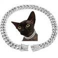 thumbnail image 1 of Dog Chain Diamond Cuban Collar Walking Metal Chain Collar with Design Secure Buckle for Small Medium Large Dogs Cats, 1 of 11
