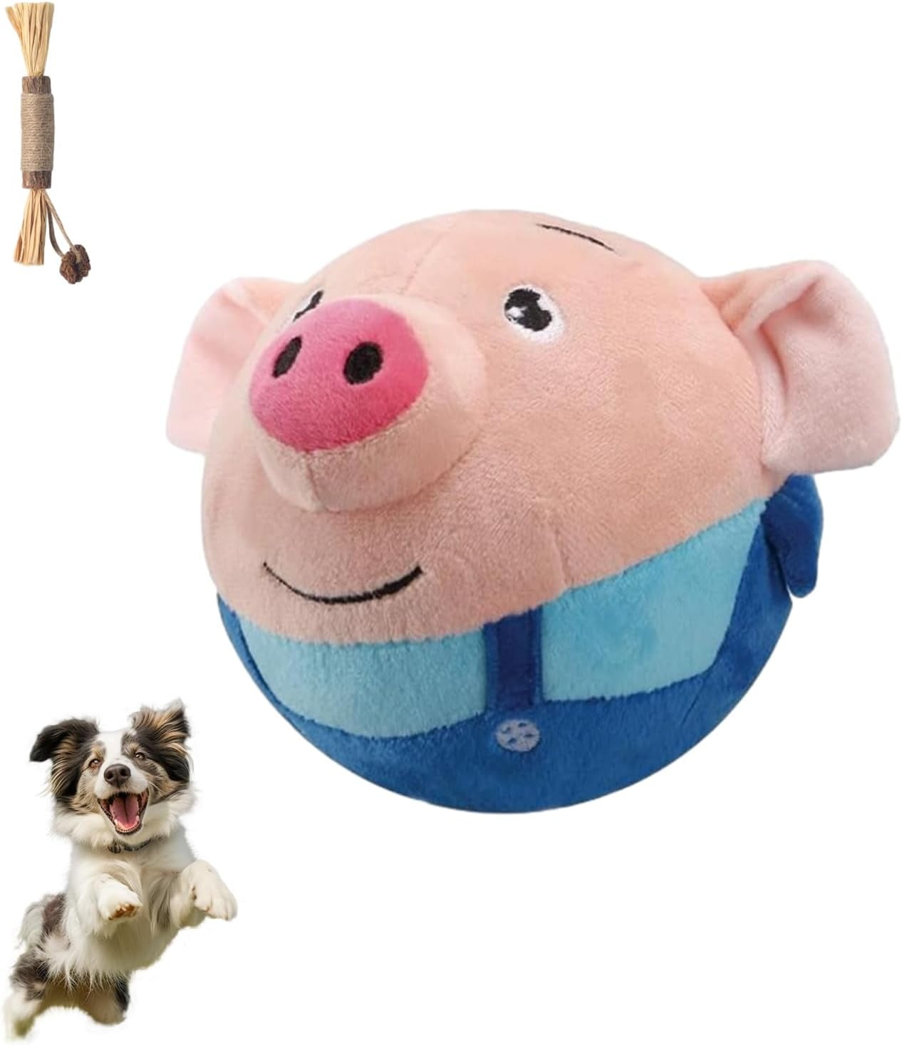 The Dog Charmer - Dog Charmer Interactive Piggy Toy, Bouncing Piggy Dog Toy, Active Moving Pet Plush Toy, Shake Bounce Boredom Talking Toys, Rechargeable Pet Bouncing Balls Toy